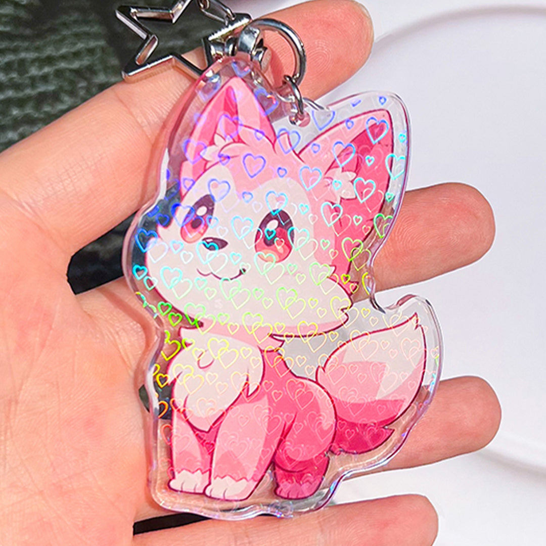 Custom Glitter Epoxy Holographic Acrylic Keychains