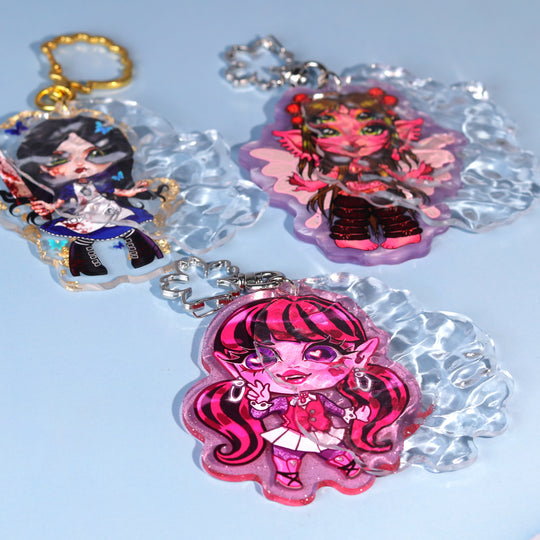Custom Ripple Double Layer Glitter Acrylic Keychains