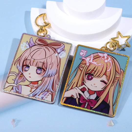 Custom Silver&Gold Holo Acrylic Keychains