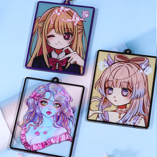 Custom Colored Hot Stamping Edge Acrylic Keychains