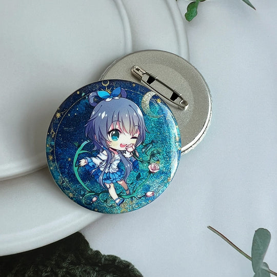 Custom Glitter Button Pins