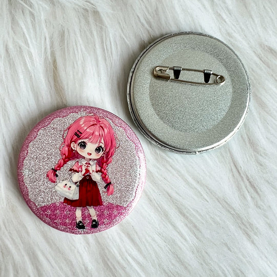 Custom Glitter Button Pins