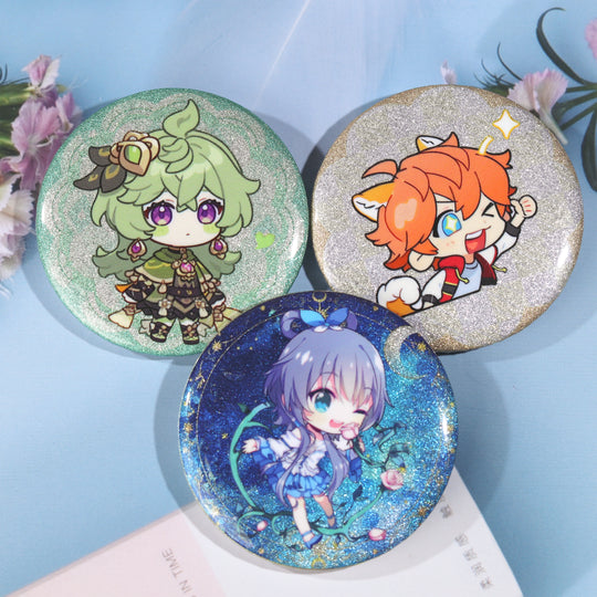 Custom Glitter Button Pins