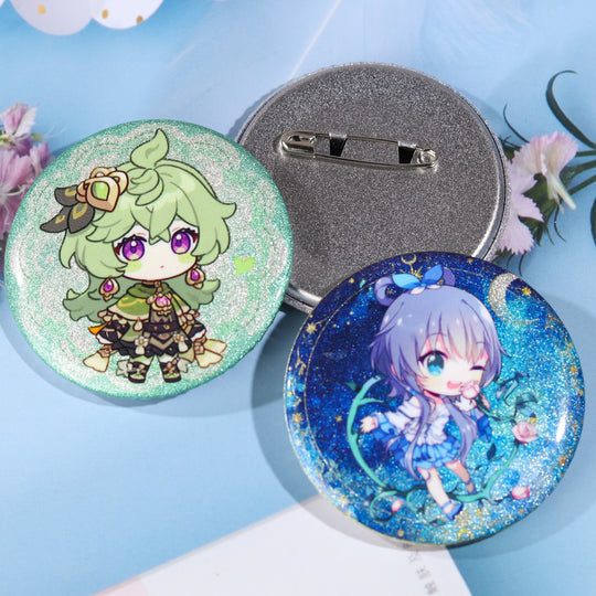 Custom Glitter Button Pins