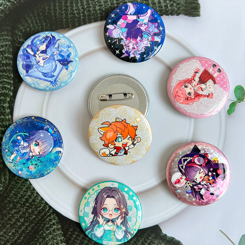 Custom Glitter Button Pins