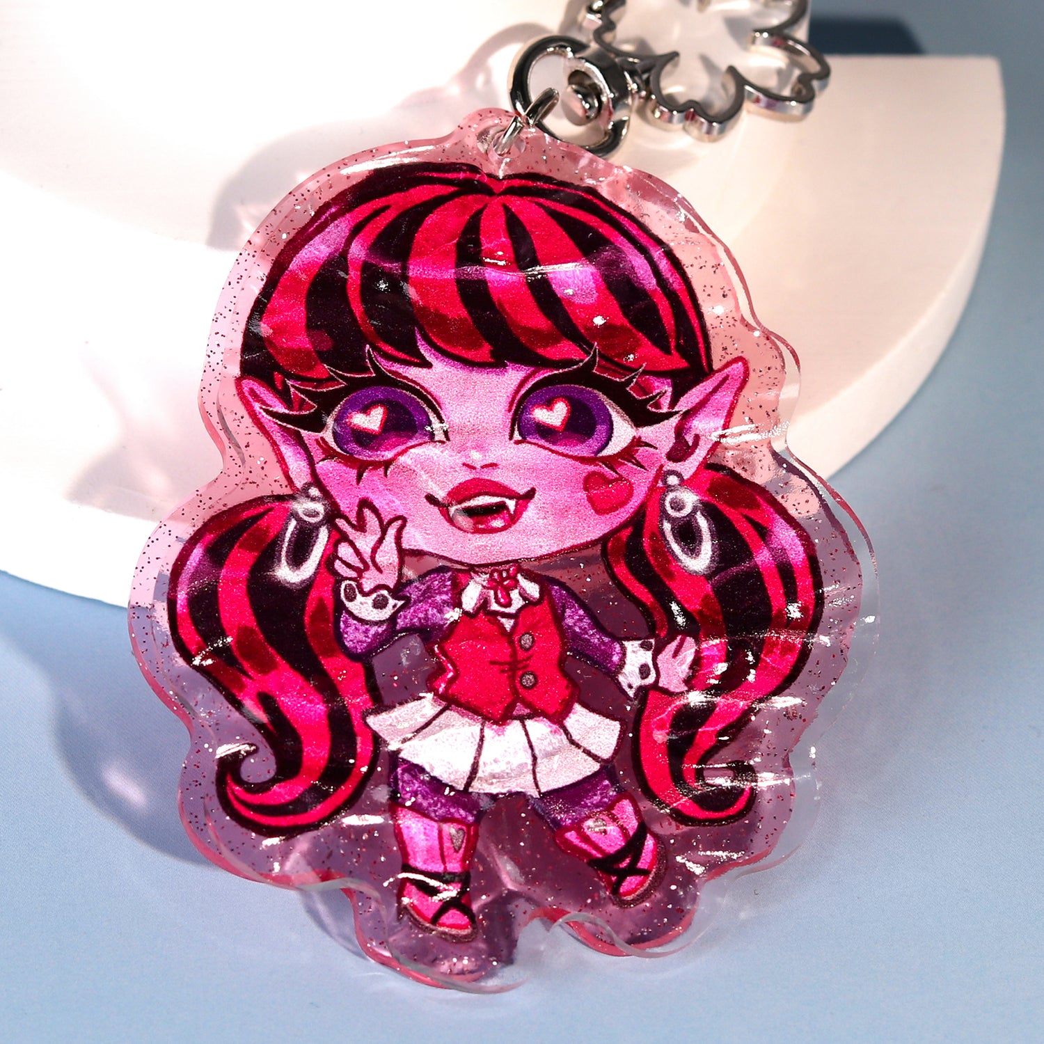 Custom Ripple Double Layer Glitter Acrylic Keychains