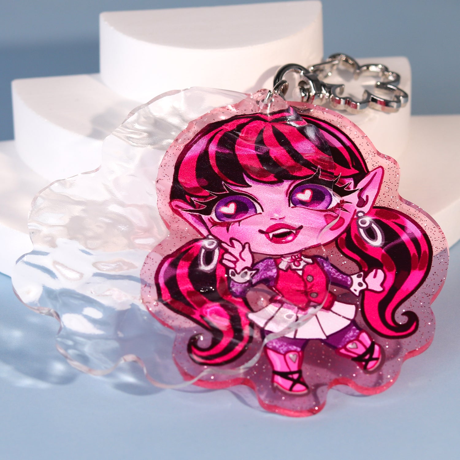 Custom Ripple Double Layer Glitter Acrylic Keychains