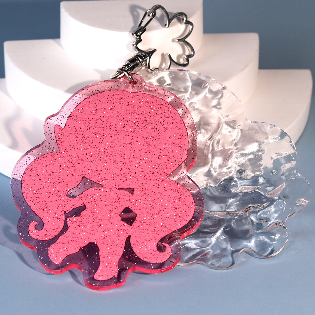 Keychain Layer Custom Ripple Double Layer Glitter Acrylic Keychains – Raynacraft