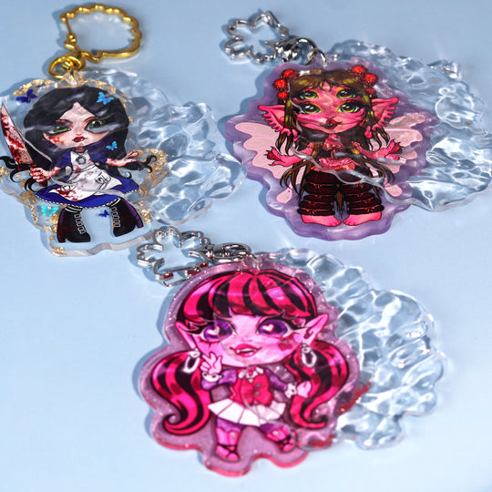 Custom Ripple Double Layer Gold Foil Acrylic Keychains
