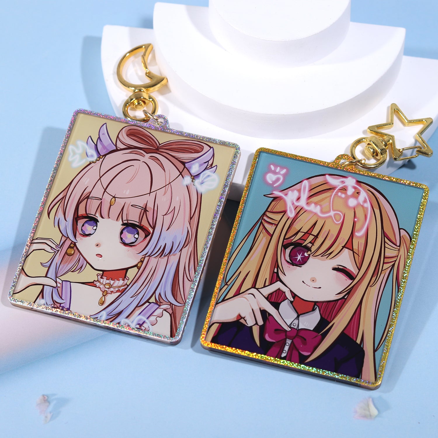 Custom Silver&Gold Holo Acrylic Keychains