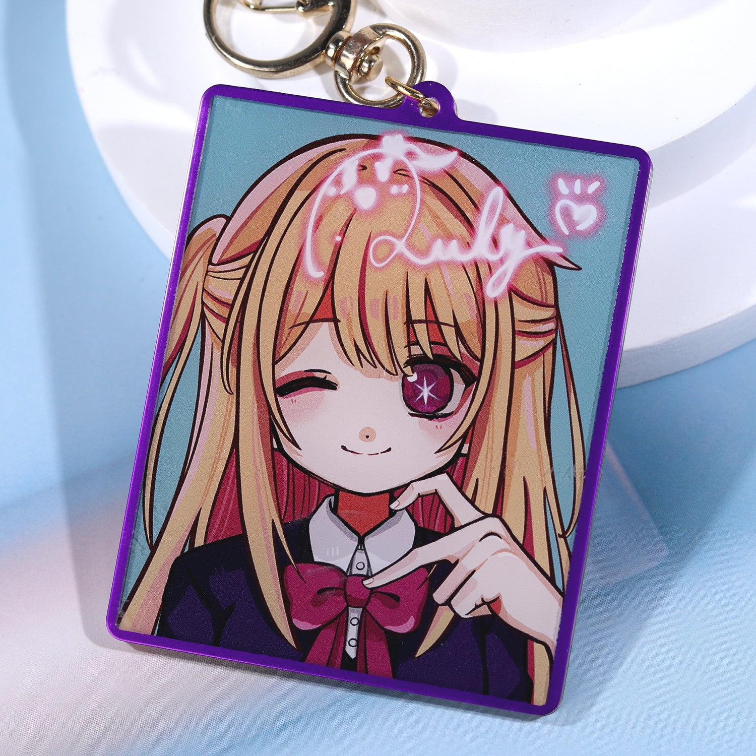 Custom Colored Hot Stamping Edge Acrylic Keychains