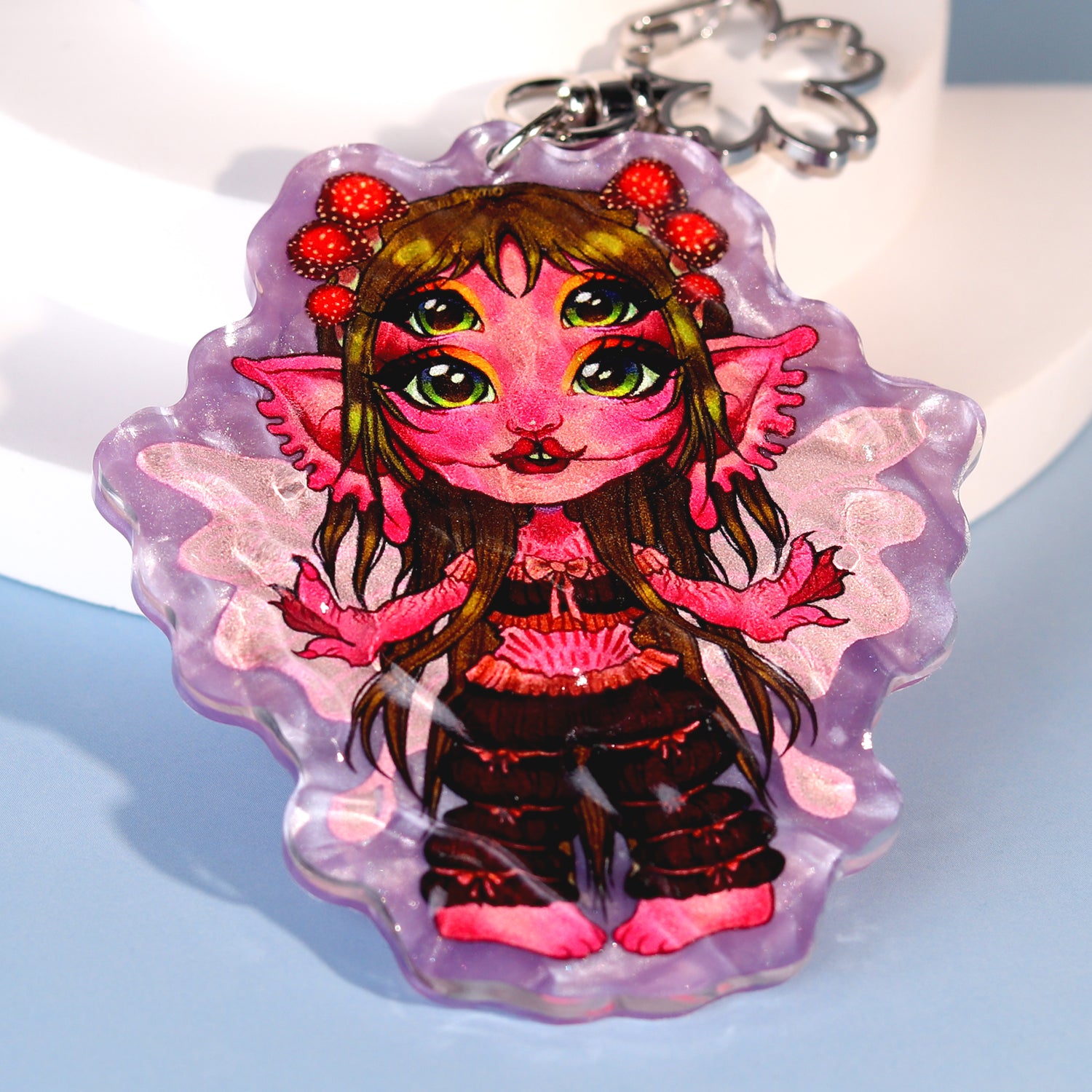 Custom Ripple Double Layer Pearl Acrylic Keychains