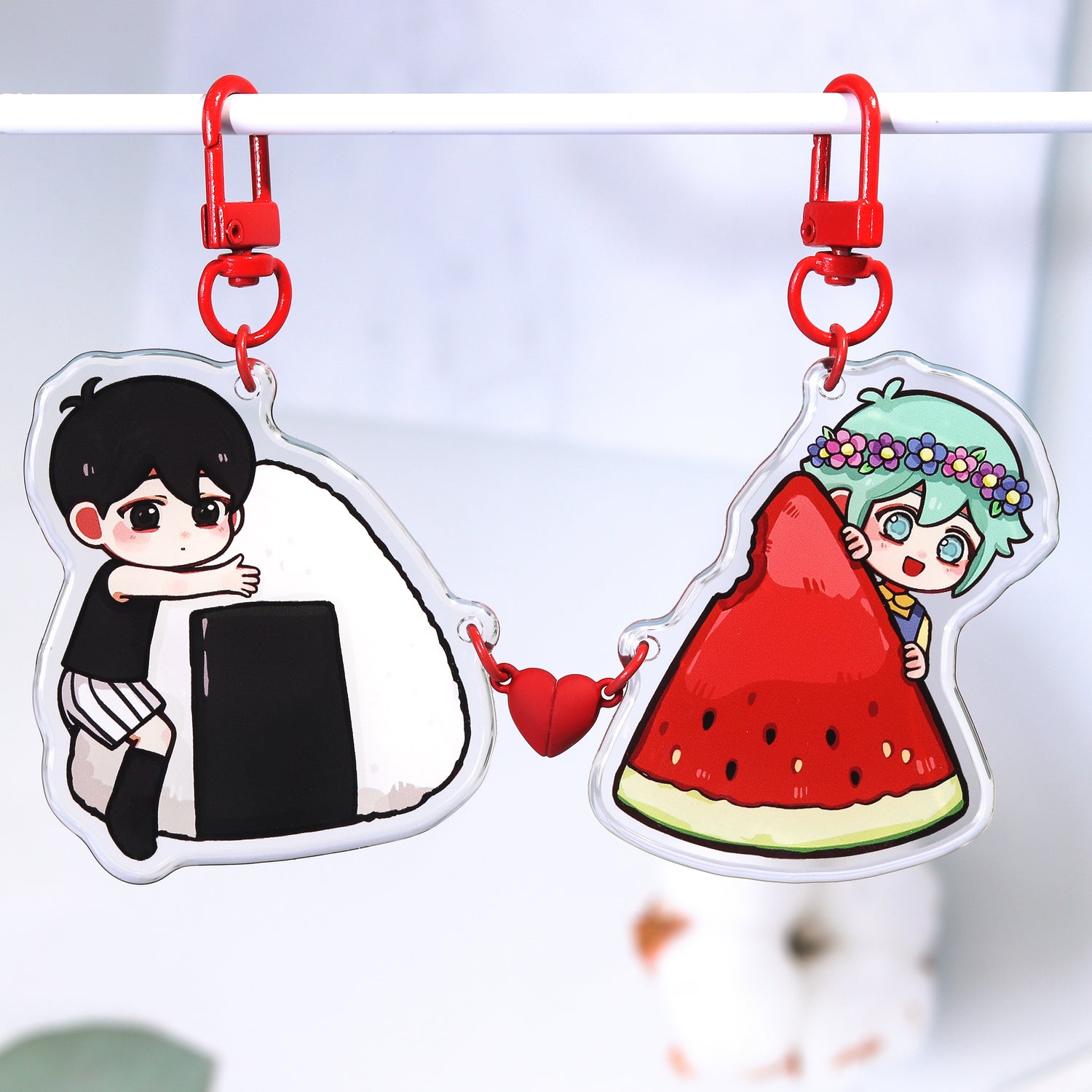 Custom Heart Magnet Acrylic Keychains
