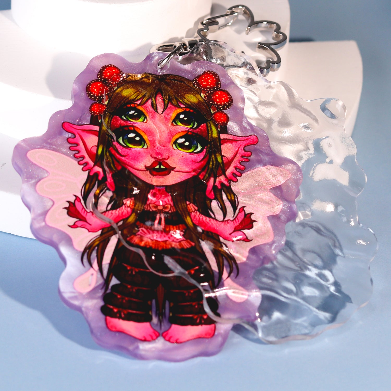 Custom Ripple Double Layer Pearl Acrylic Keychains