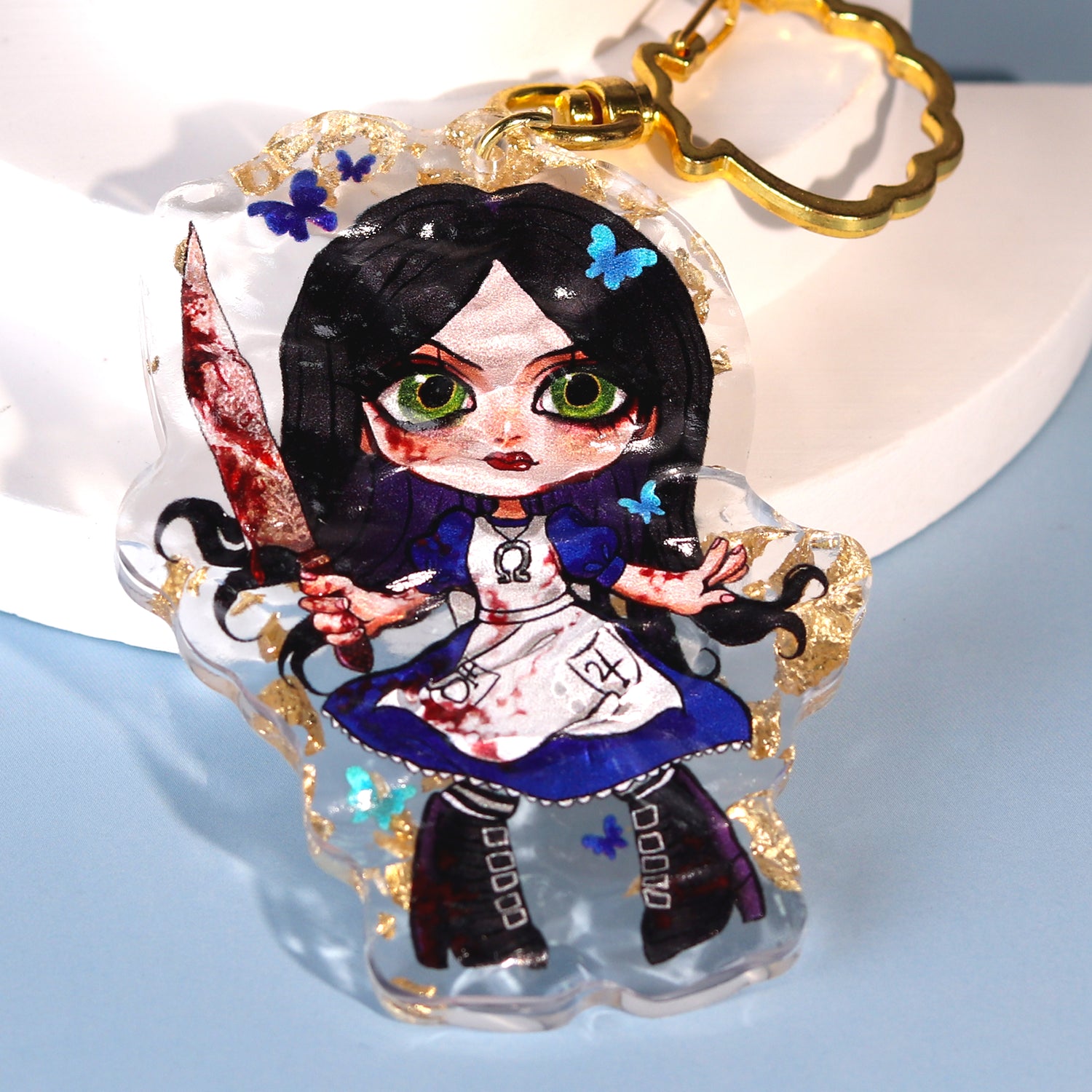 Custom Ripple Double Layer Gold Foil Acrylic Keychains