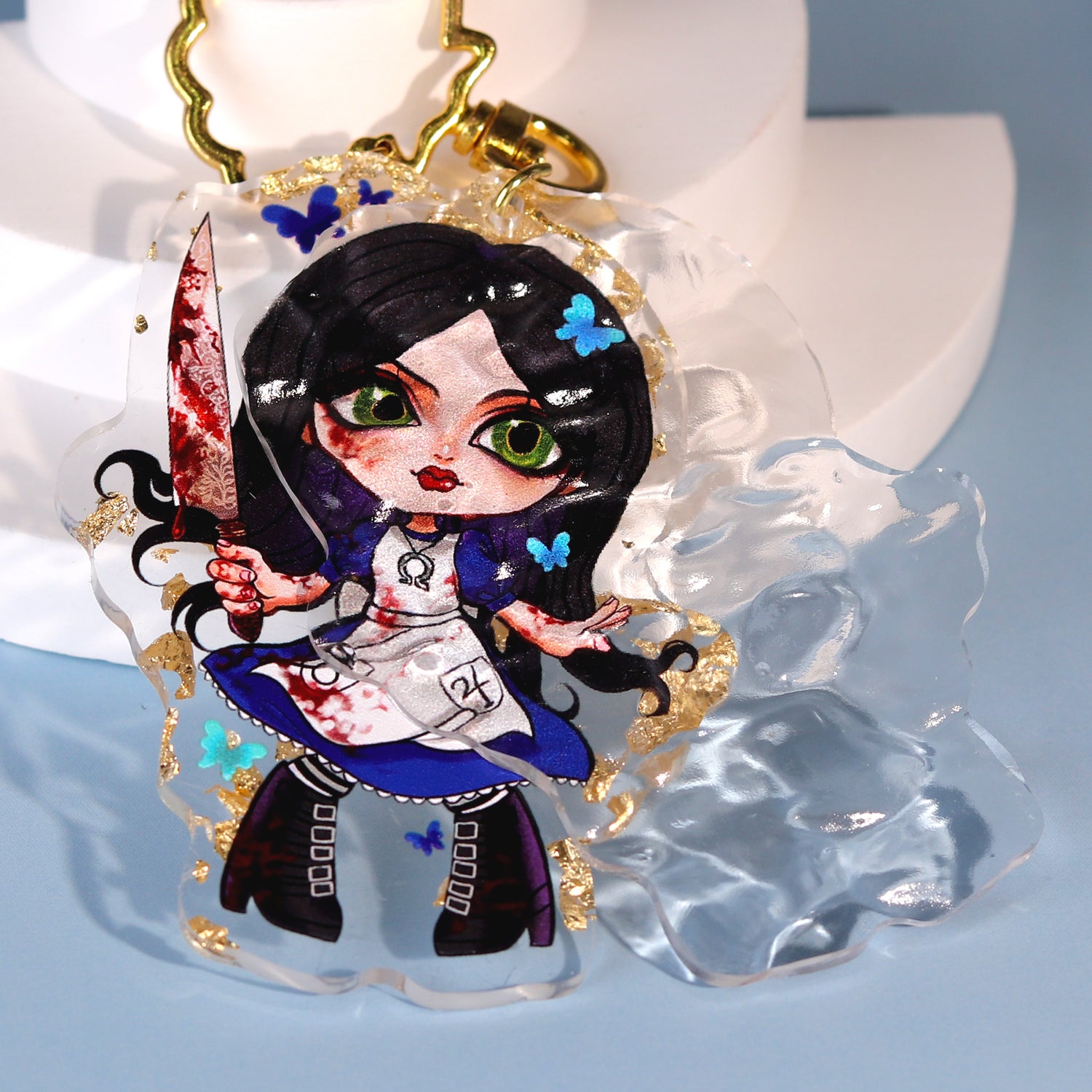 Custom Ripple Double Layer Gold Foil Acrylic Keychains