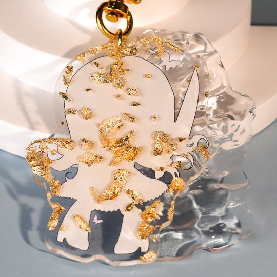 Custom Ripple Double Layer Gold Foil Acrylic Keychains