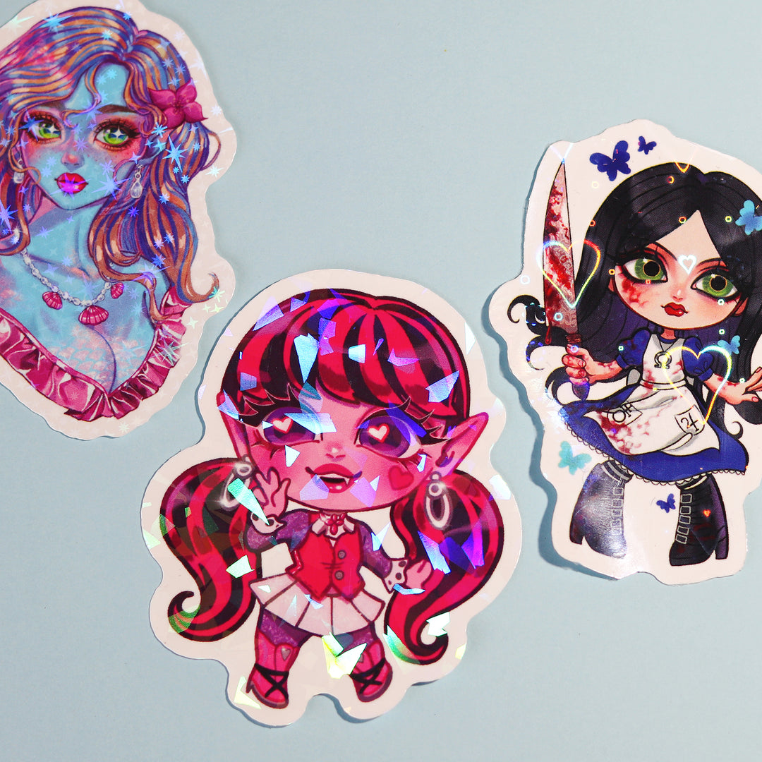 Custom Vinyl Heart Holographic Stickers