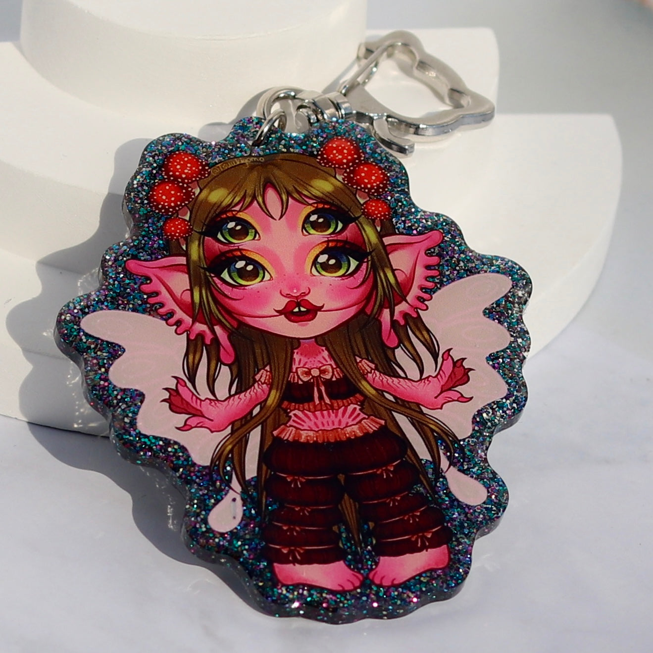 Custom Brushed Glitter Acrylic Keychains