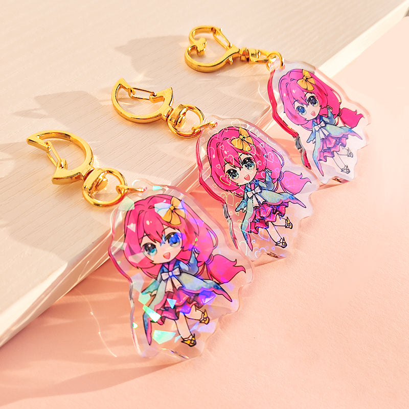 Custom Glitter Epoxy Holographic Acrylic Keychains